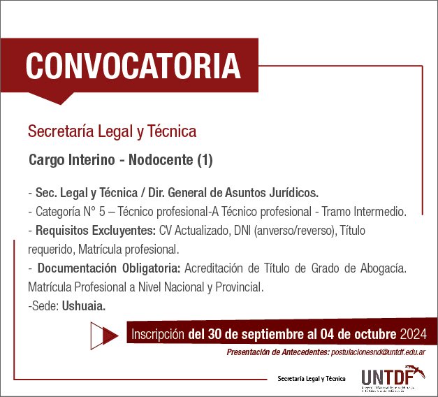 Convocatoria Sec Legal y Técnica